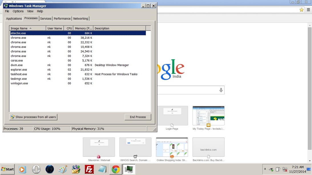 Google Chrome error 