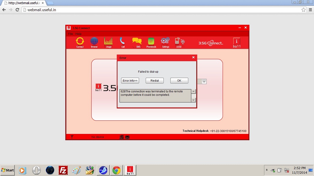 Iball 3.5G connect error error