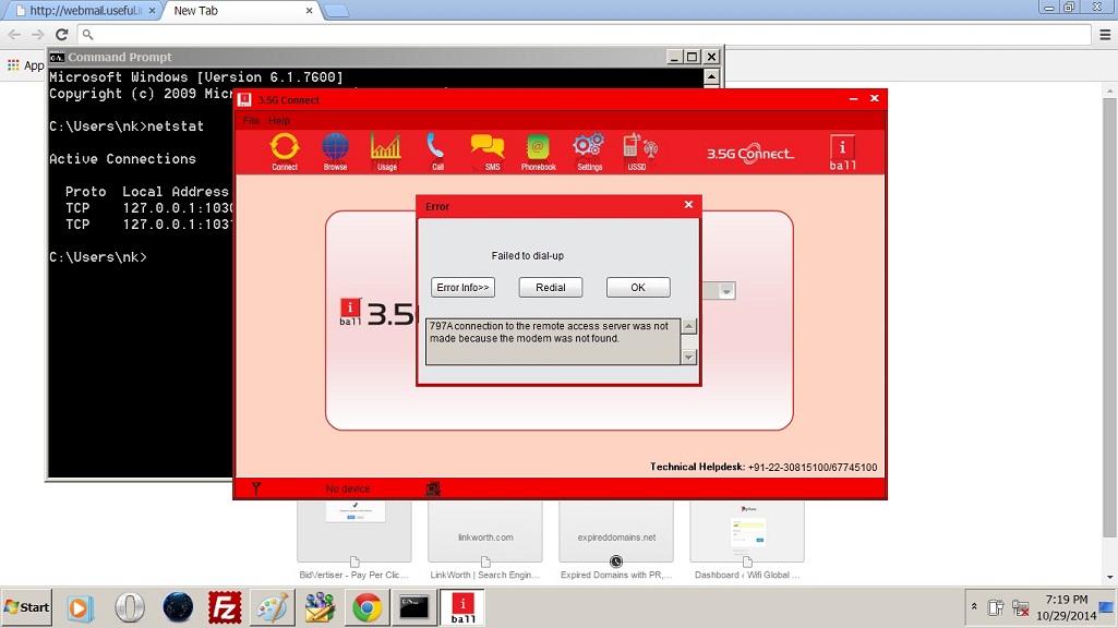 Iball 3.5G connect error error